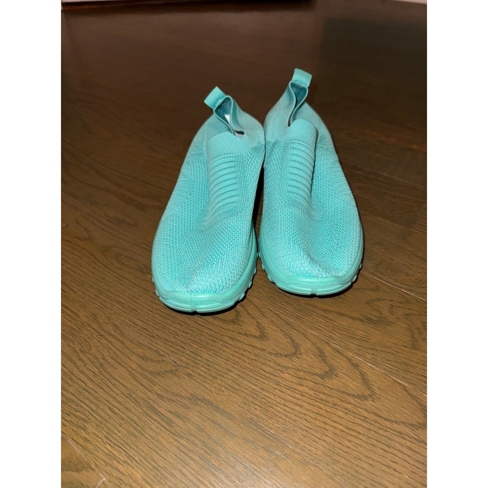 Turquoise Mesh Knit Slip On Sneakers Womens EU 42 Walking Shoes Aqua Teal